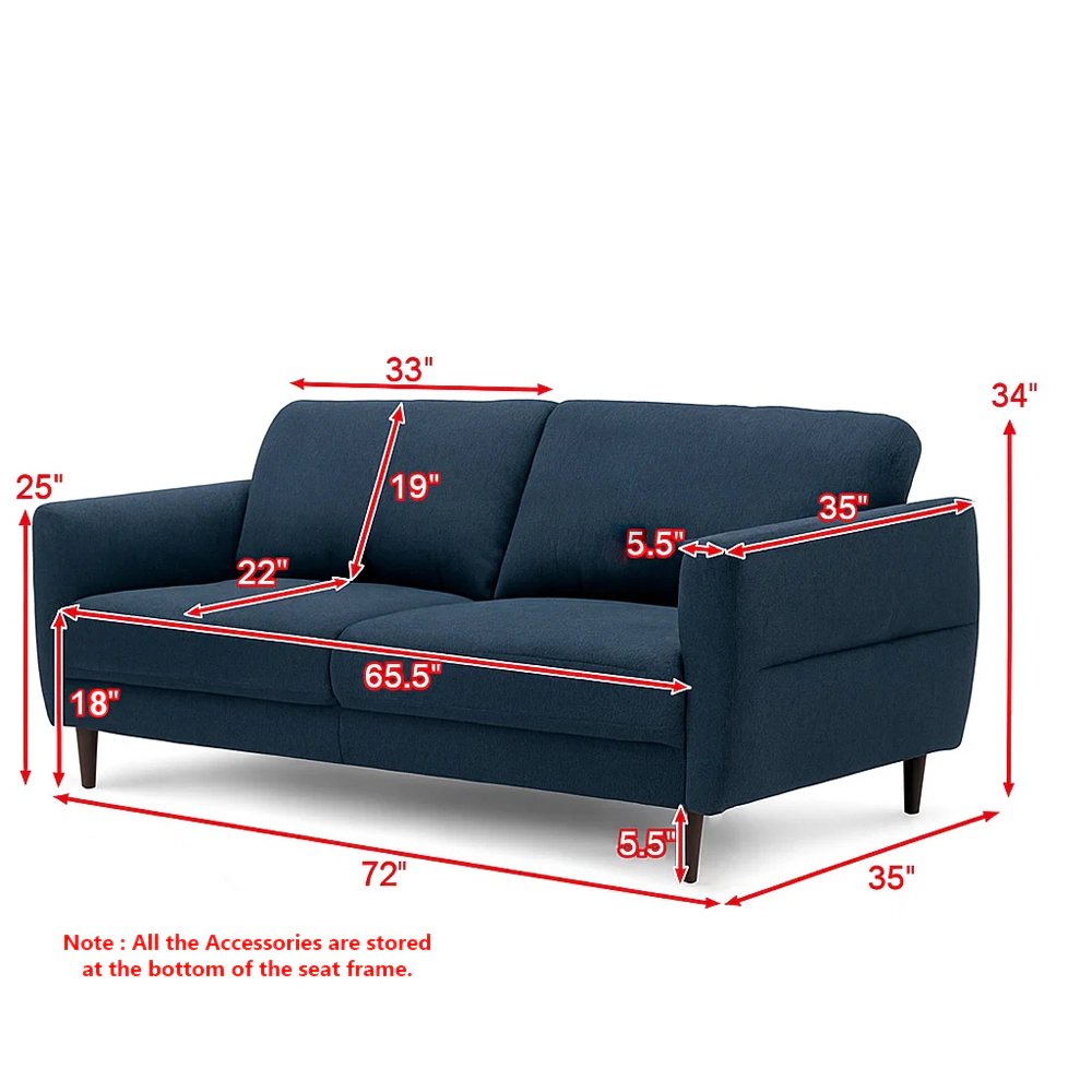 Hivvago 72-Inch Compact Fabric Loveseat Couch with Sturdy Solid Frame
