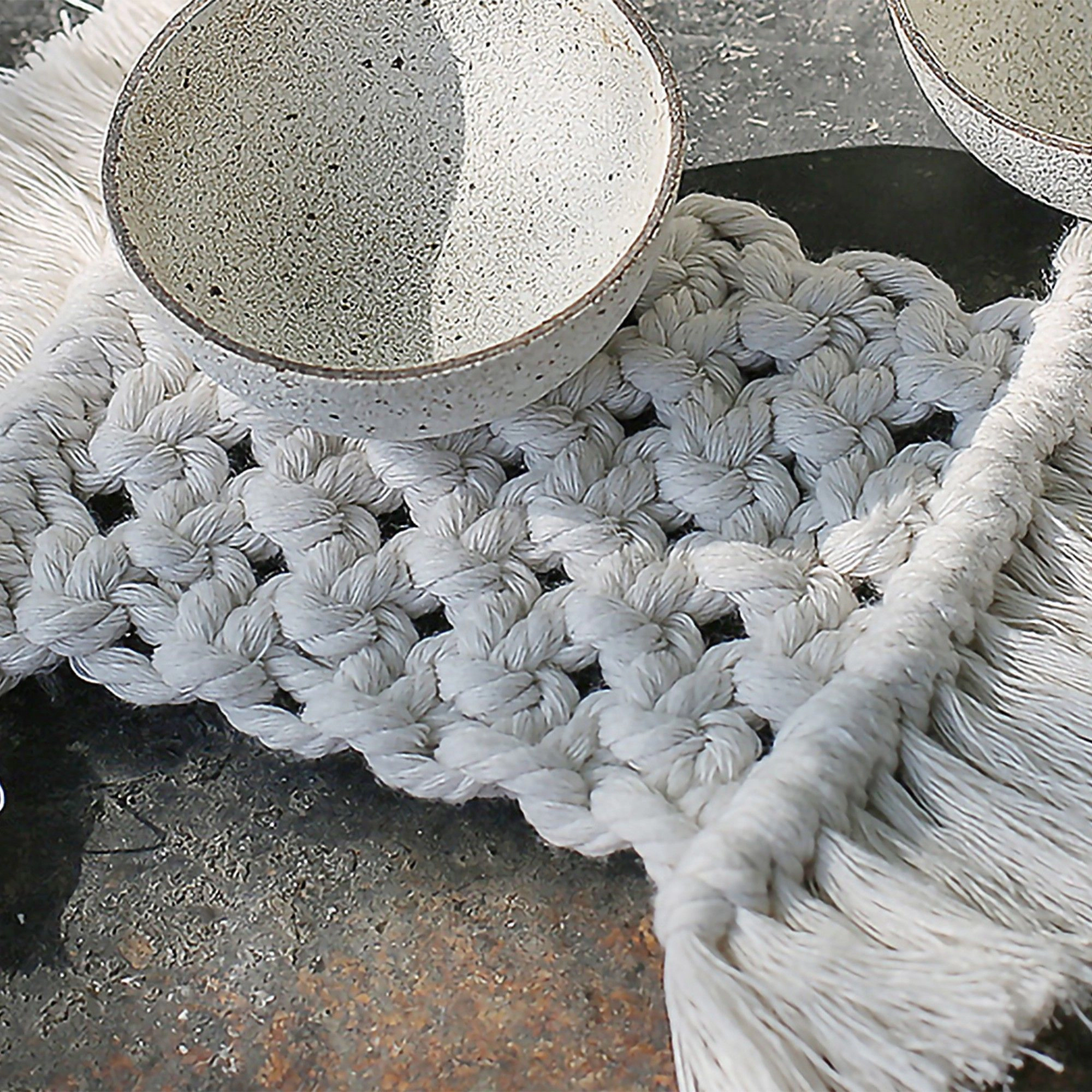 Alilang Unisex Woven Fiber Coaster with Fringe Detail for Tabletop Protection and Decorative Candle Display