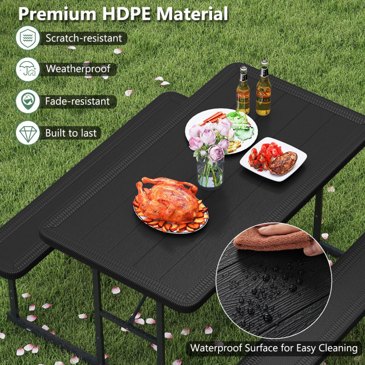 Hivvago Picnic Table Bench Set For 2-4 People Outdoor Rectangular Camping Dining
