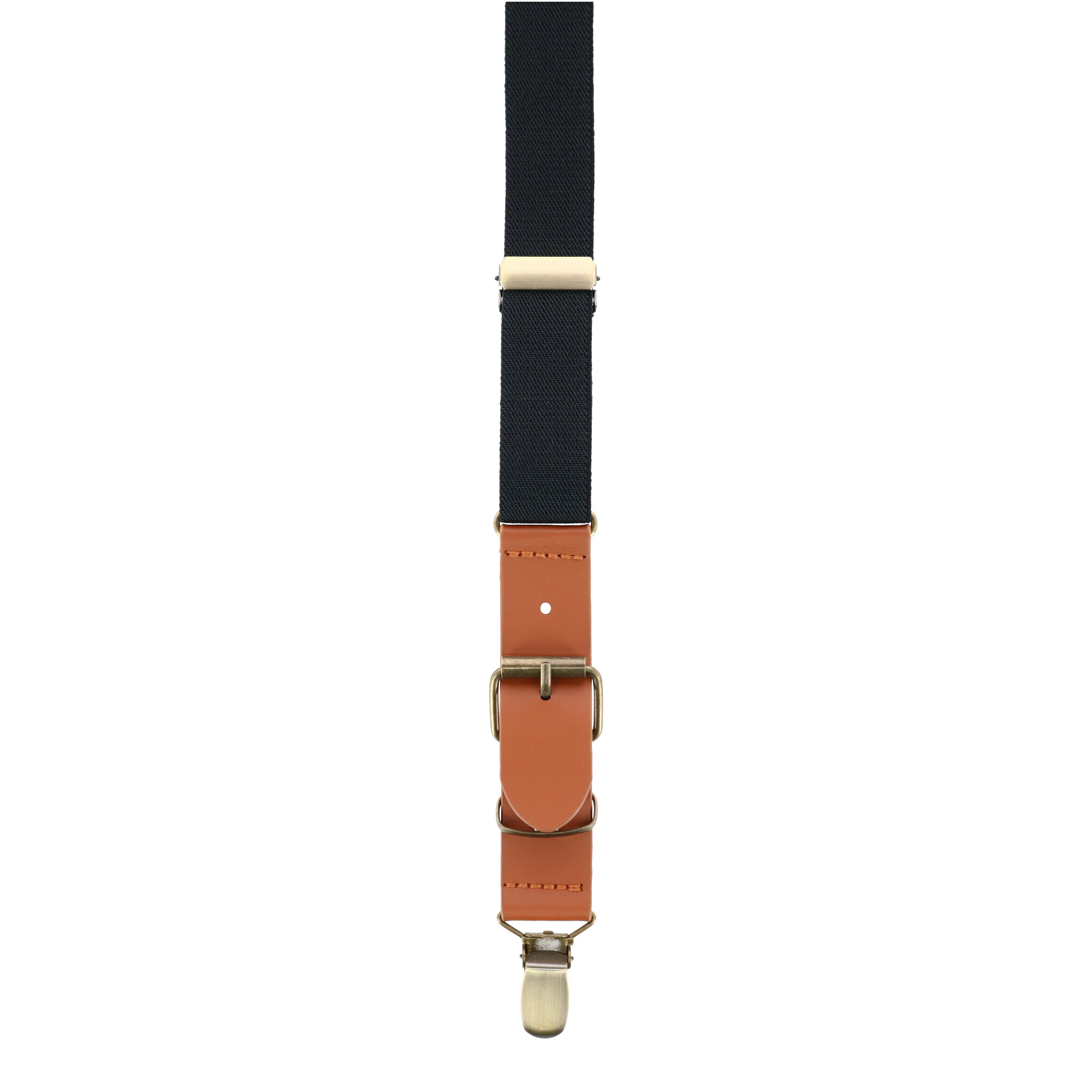 CTM Men's 1 Inch Wide Suspender with Faux Leather Buckle and Clip-Ends