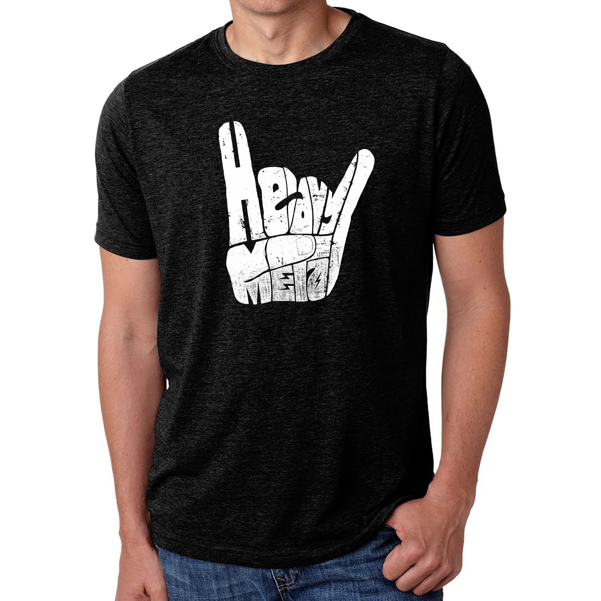LA Pop Art Men's Cotton/Poly Blend Word T-Shirt - Heavy Metal