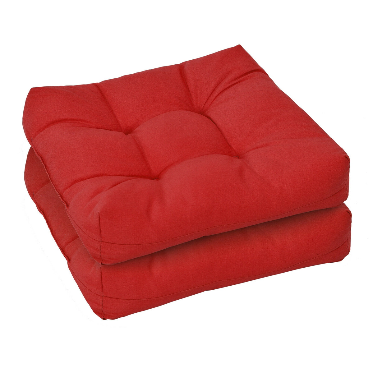 SUGIFT Set of 2 Red Square Patio Chair Seat Cushion Pads with Reversible Design 21-in W 21-in D 4-in H