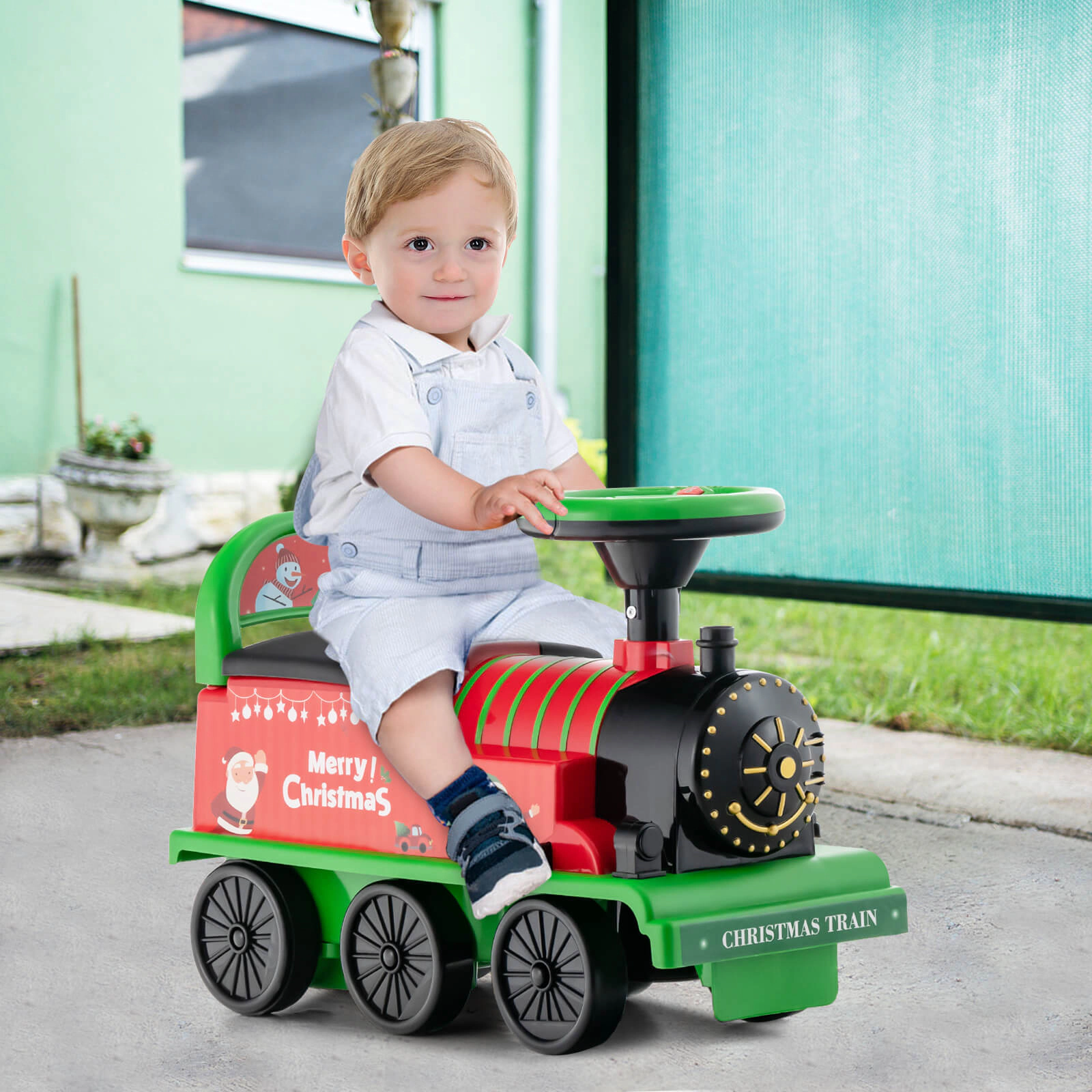 LJG 6V Electric Kids Ride on Car Toy Train with 16 Pieces Tracks