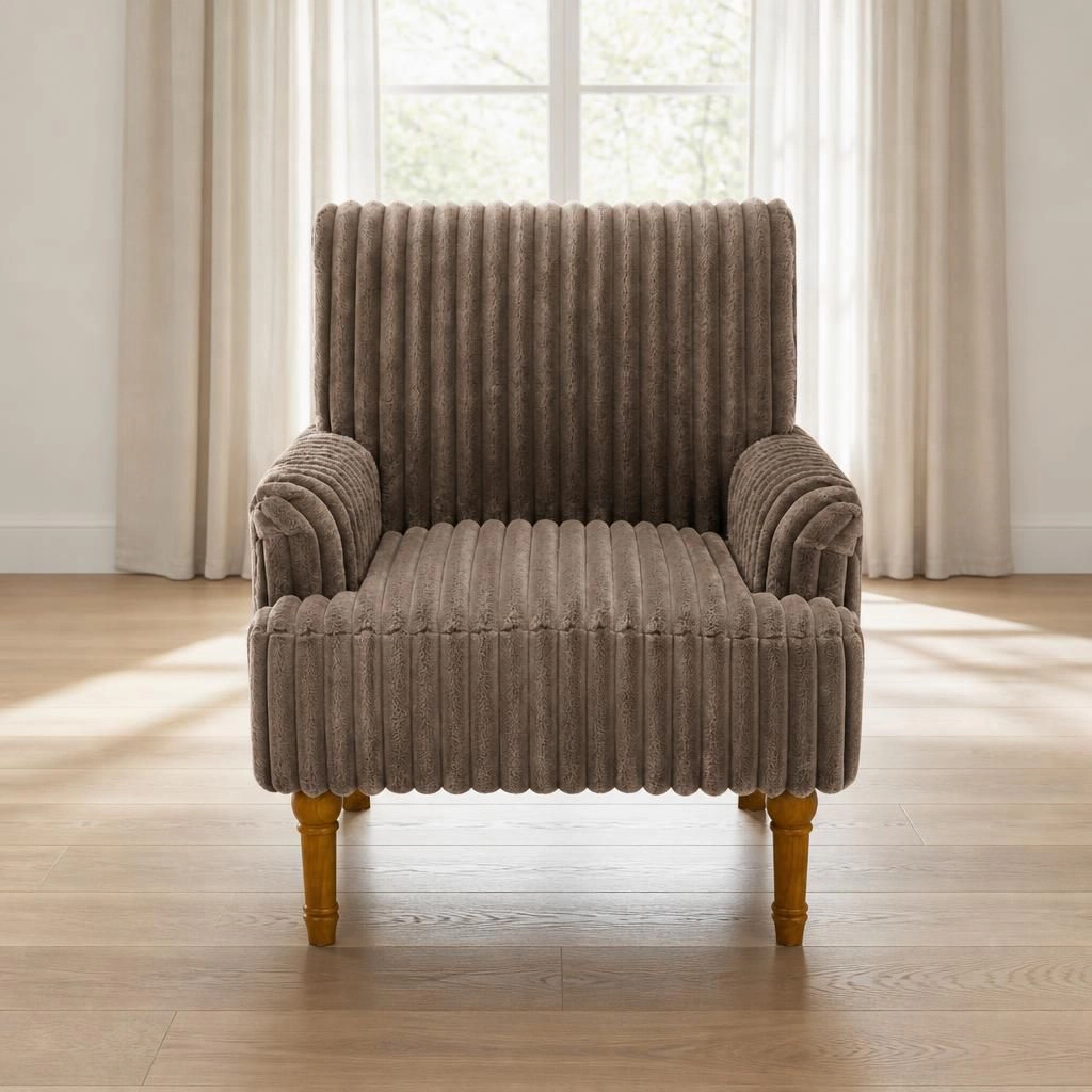 GOODSILO Upholstered Accent Chair with Solid Wood Base