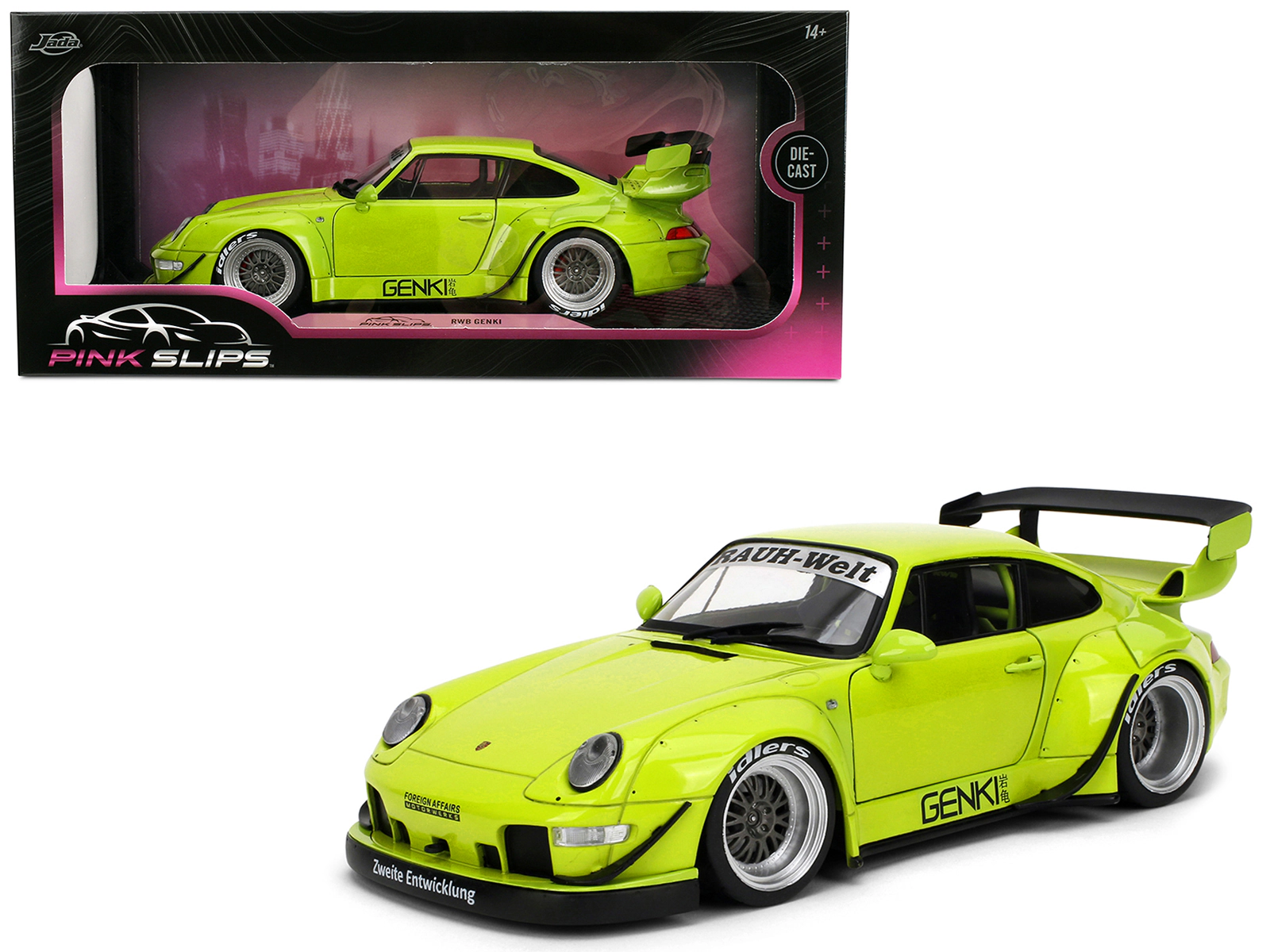 Jada RWB Body Kit "Genki" Lime Green "Pink Slips" Series 1/18 Diecast Model Car by Jada