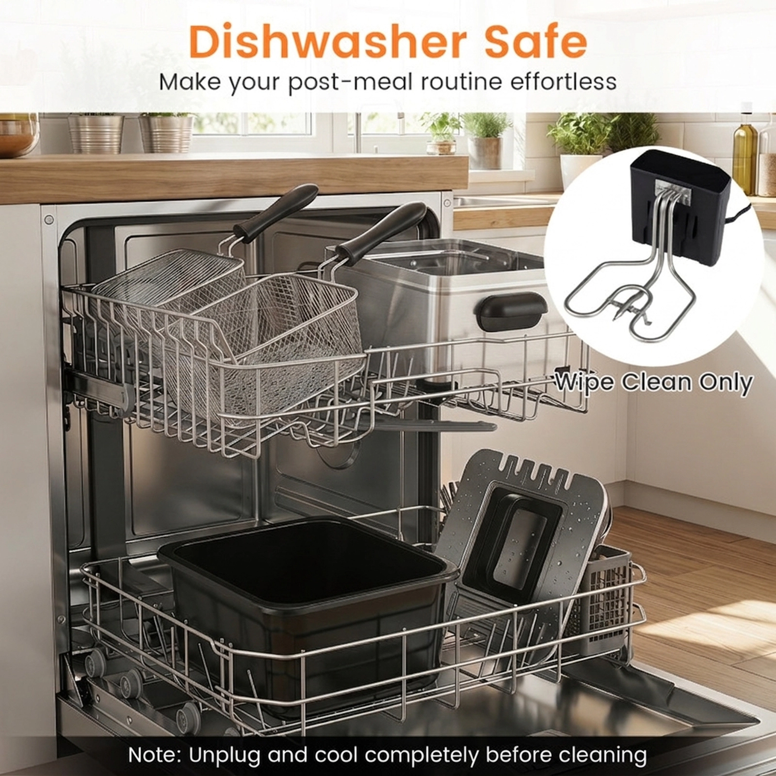 SUGIFT Silver Electric Deep Fryer with 3 Baskets LED Touch Screen and 6 Presets 5.3-Qt 1700W 13.5-in W 14-in D