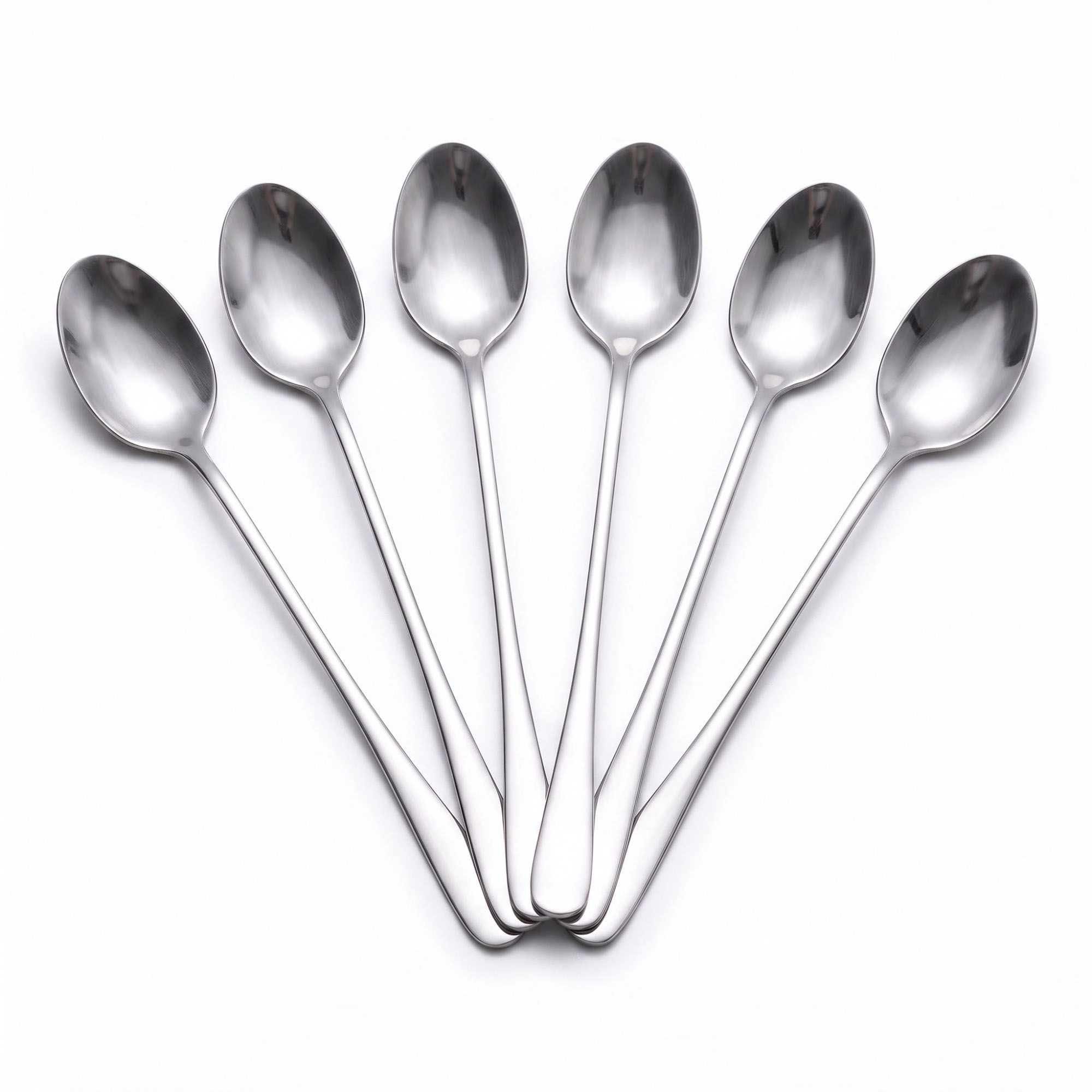 Alilang Women 6-Piece Long Handle Stainless Steel Coffee and Iced Tea Spoon Set