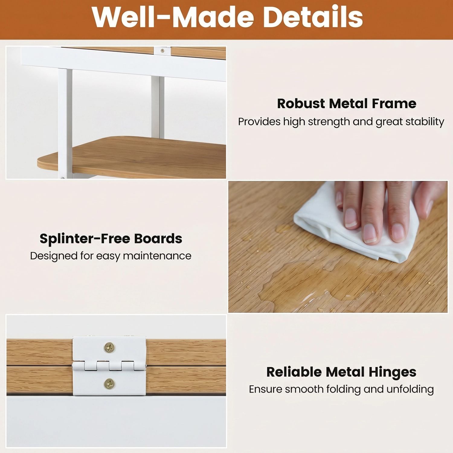 Glintex Mobile Nightstand with Foldable Swivel Top and 2-Tier Shelf