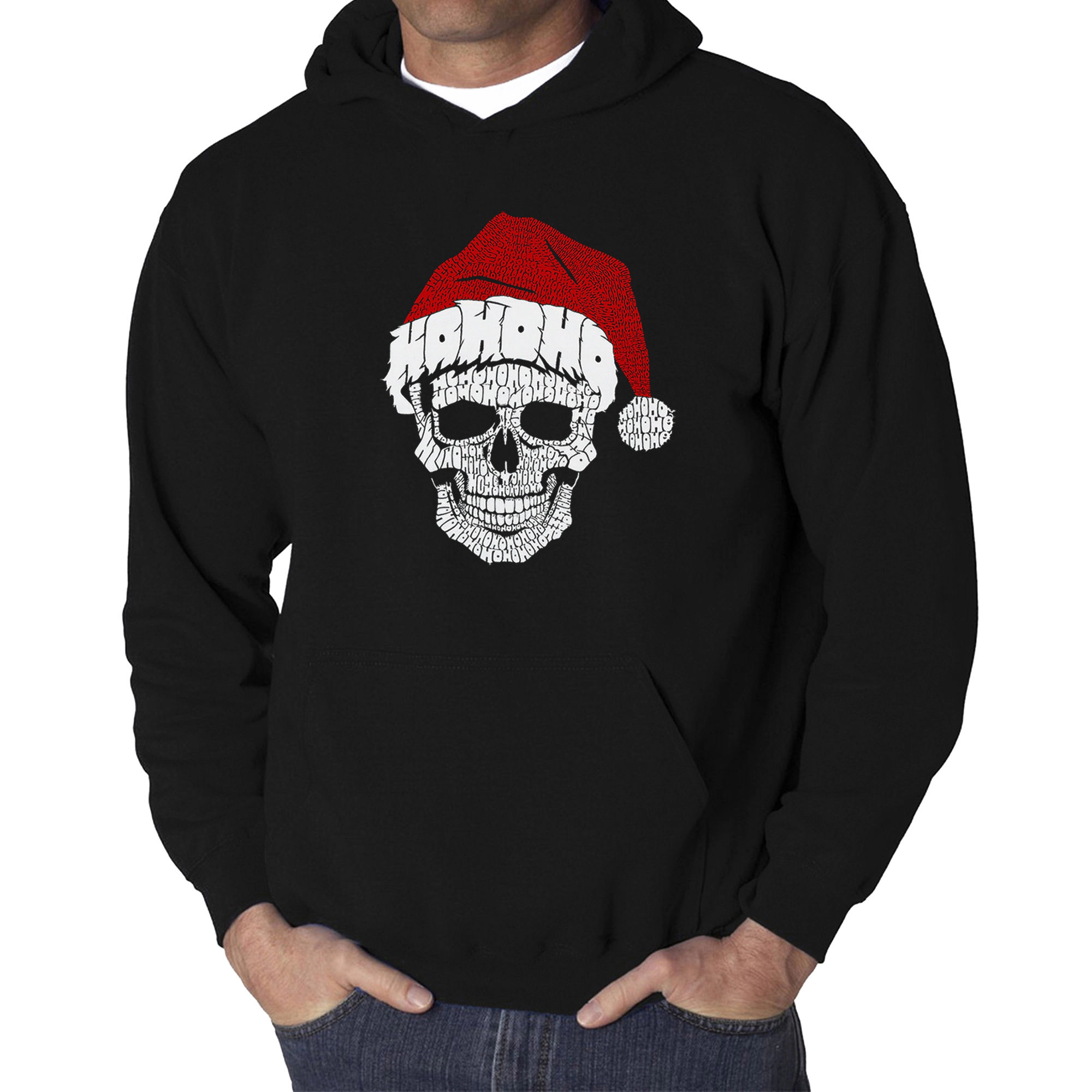 LA Pop Art Santa Skull - Men's Word Hooded Sweatshirt