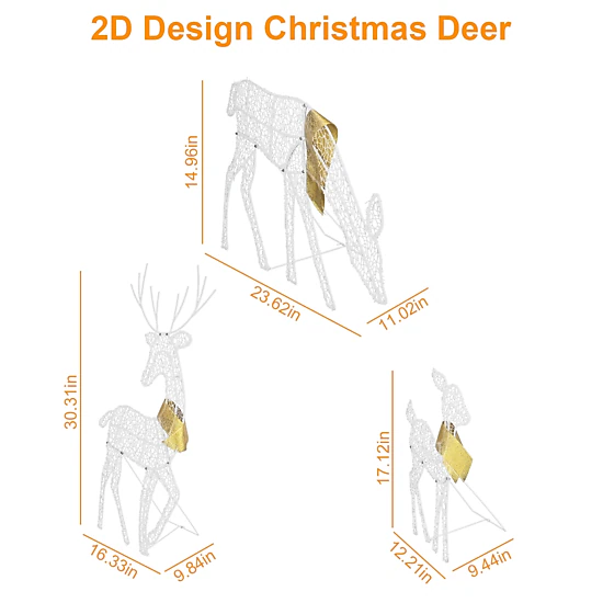 GBruno Lighted 2D Reindeer Family Christmas Decoration