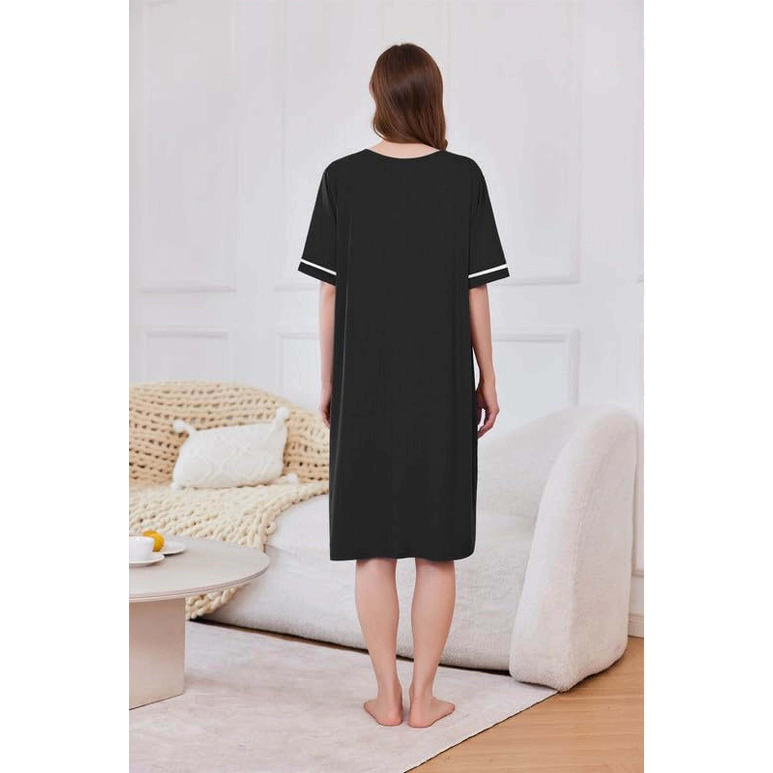 Ekouaer Womens Zipper Robe Short Sleeve Duster Housecoat Bathrobes Zip Front Nightgown