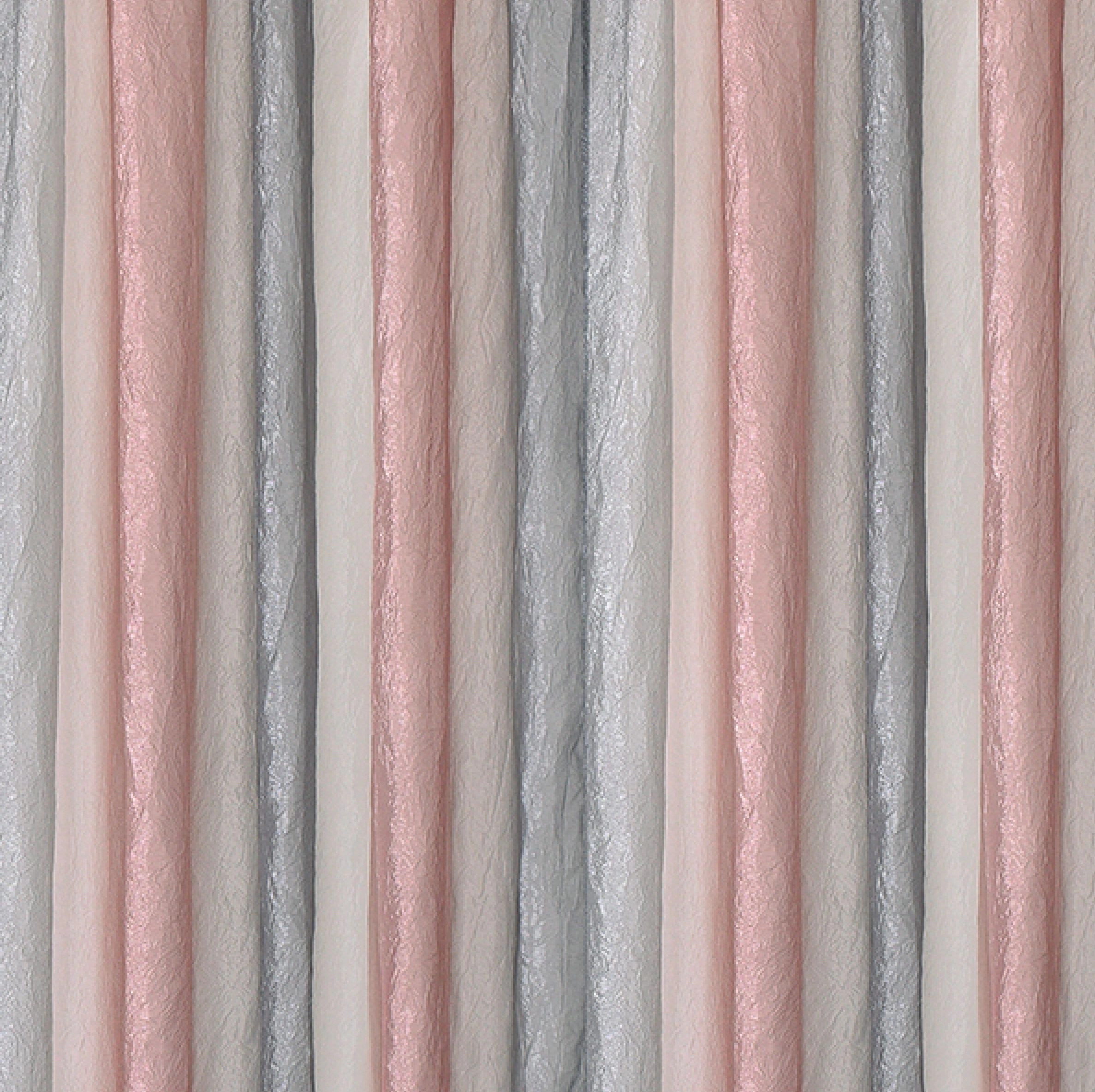 Kate Aurora Crushed Faux Satin Silver & Blush Rose Pink Ombre Window Curtain Tie Up Shade