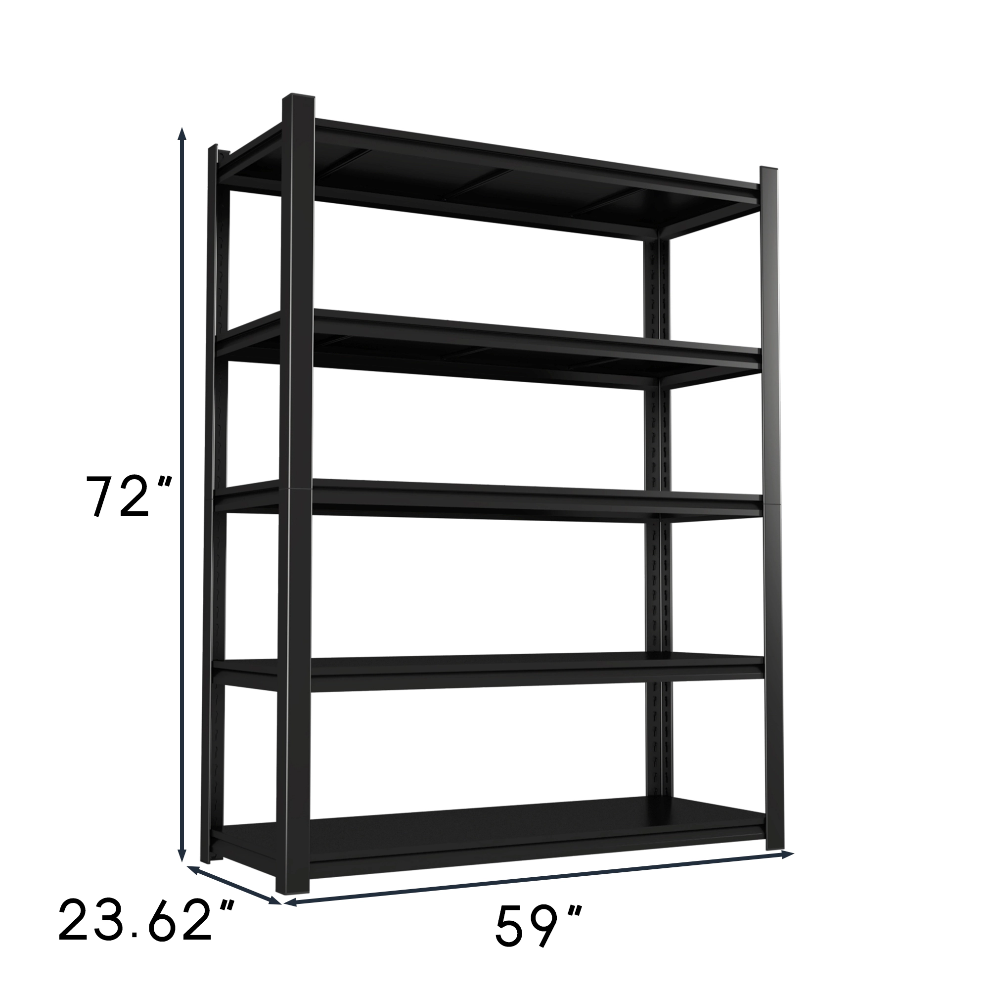 Flynama 59 inch Wide Black Metal Shelves with 5 Removable Dividers Large Capacity Strong Load Bearing