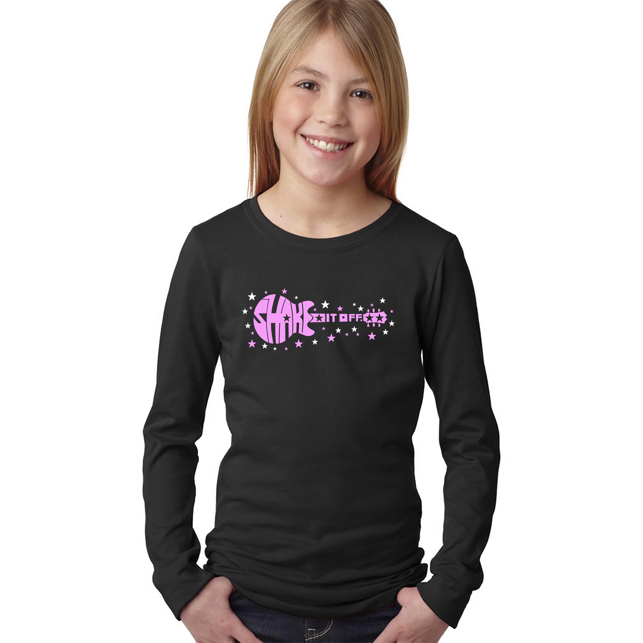 LA Pop Art Girls Long Sleeve Word T-Shirt - Shake it Off