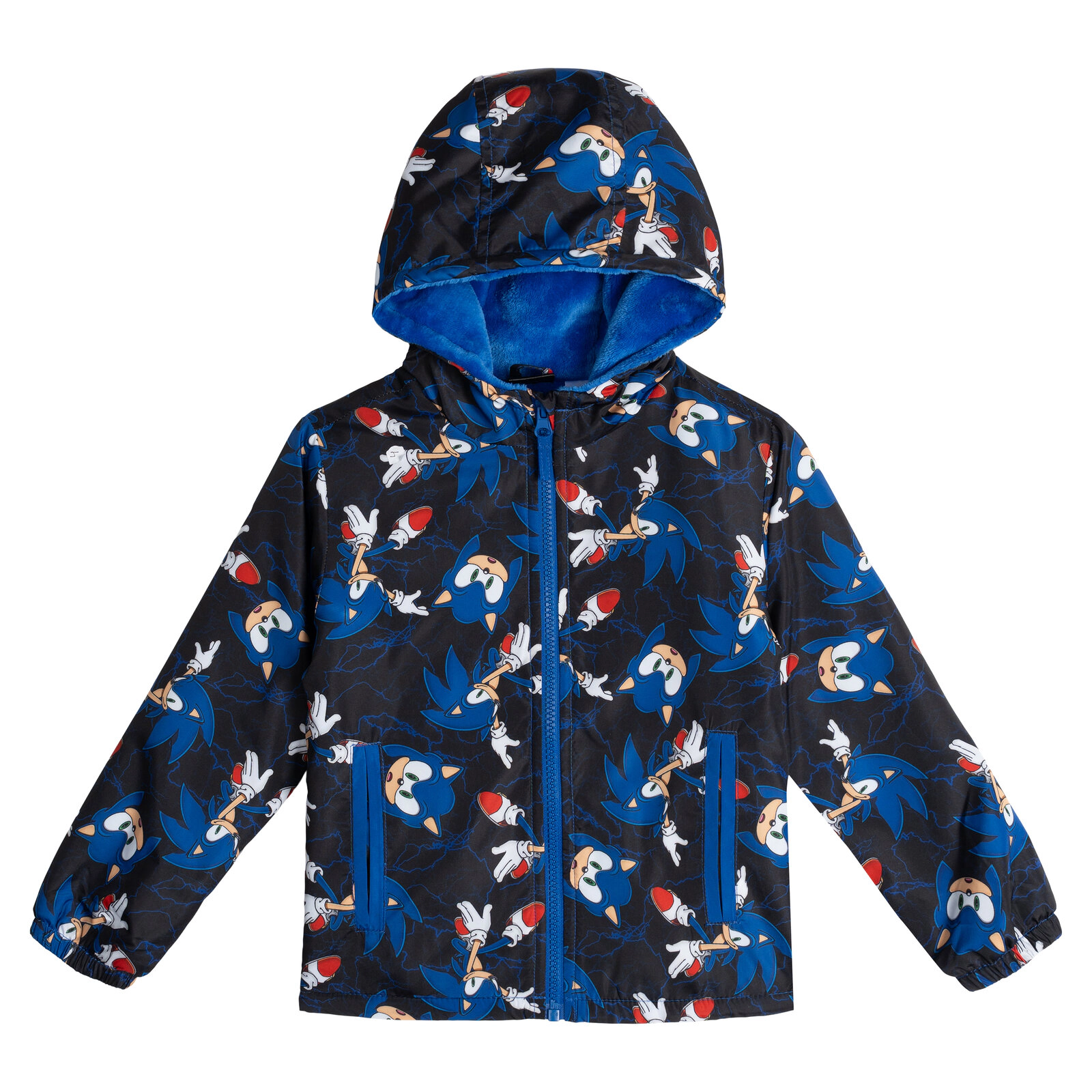 SEGA Sonic the Hedgehog Boys' Hooded Zip-Up Rain Jacket