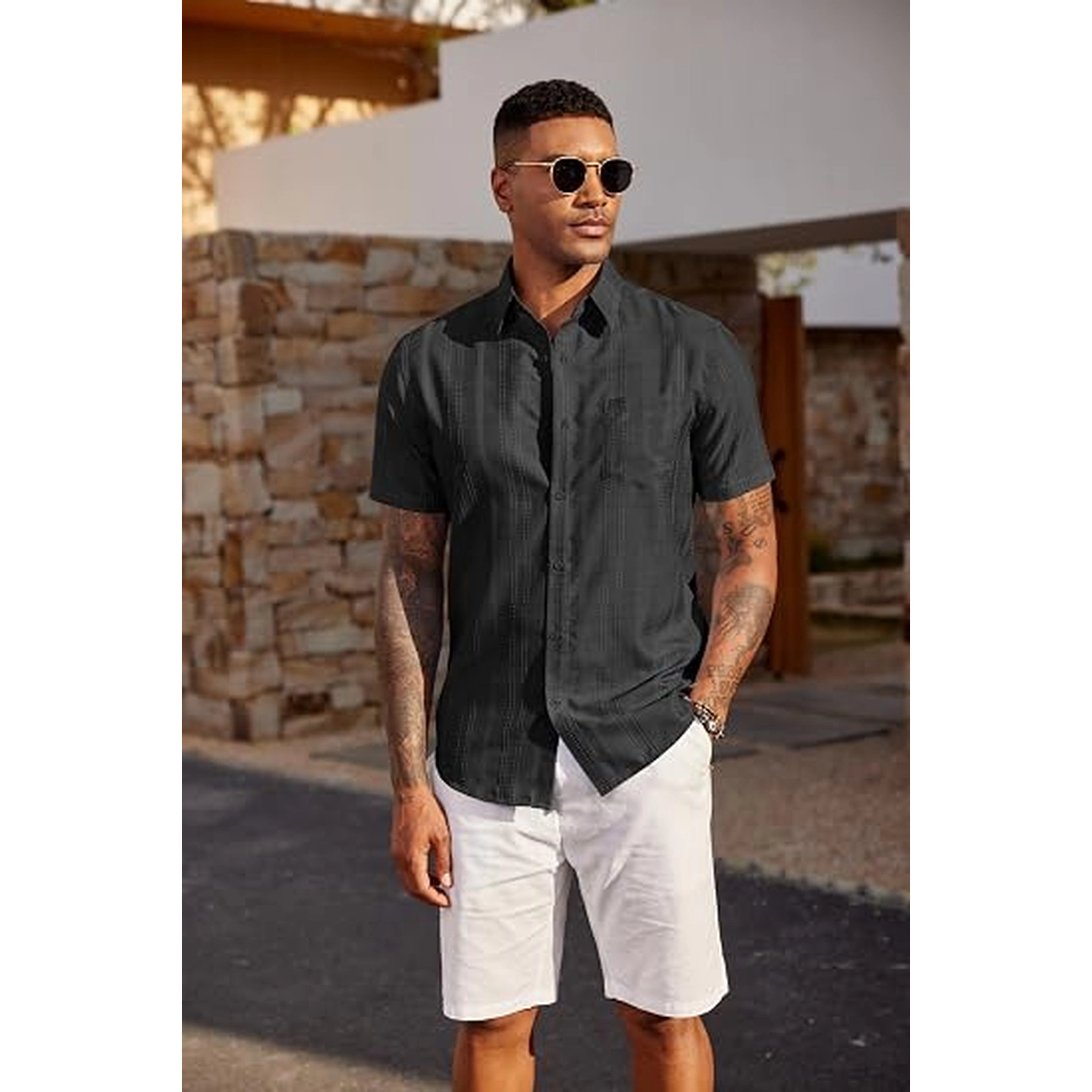 COOFANDY Men's Regular Fit Short Sleeve Camp Shirt