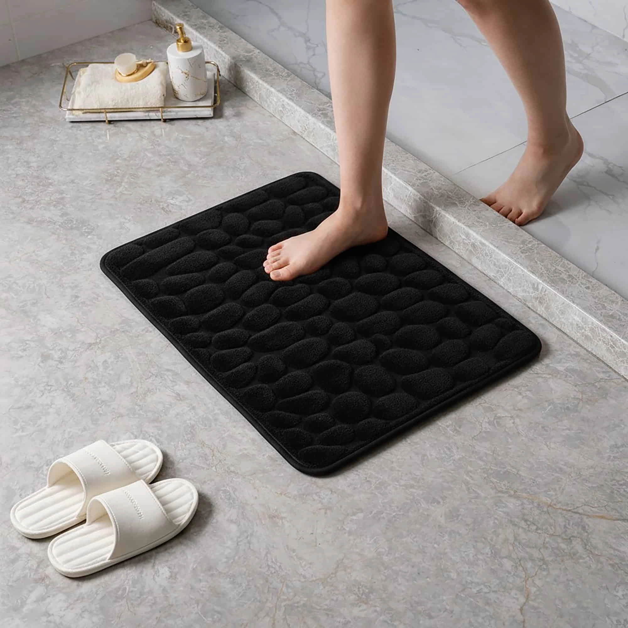 Evideco French Home Goods Pebble Memory Foam Bath Mat, 32 x 20 inches