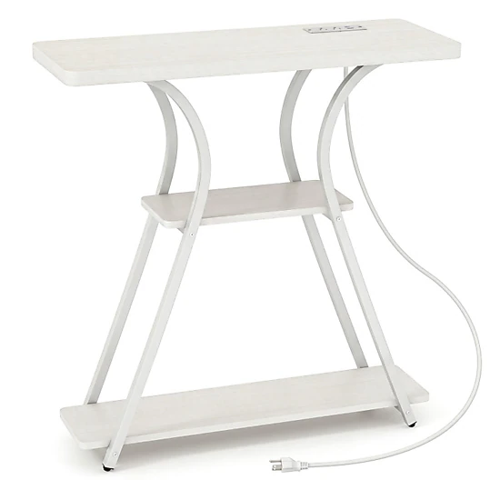 Hivvago 32 Inch Narrow Long Entryway Table With Power Outlets And Led Lights