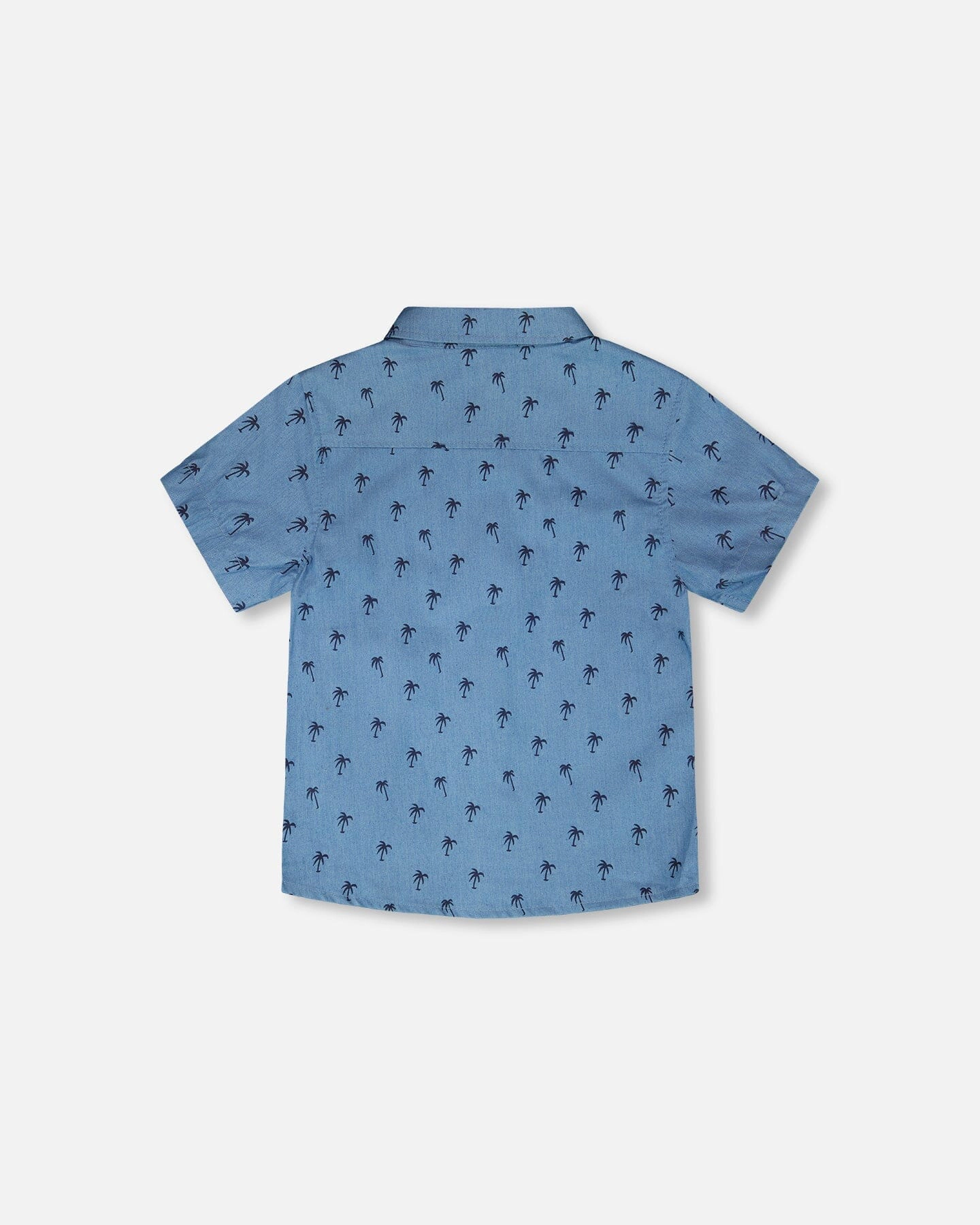 Deux par Deux Boys Short Sleeve Chambray Shirt Palm Print