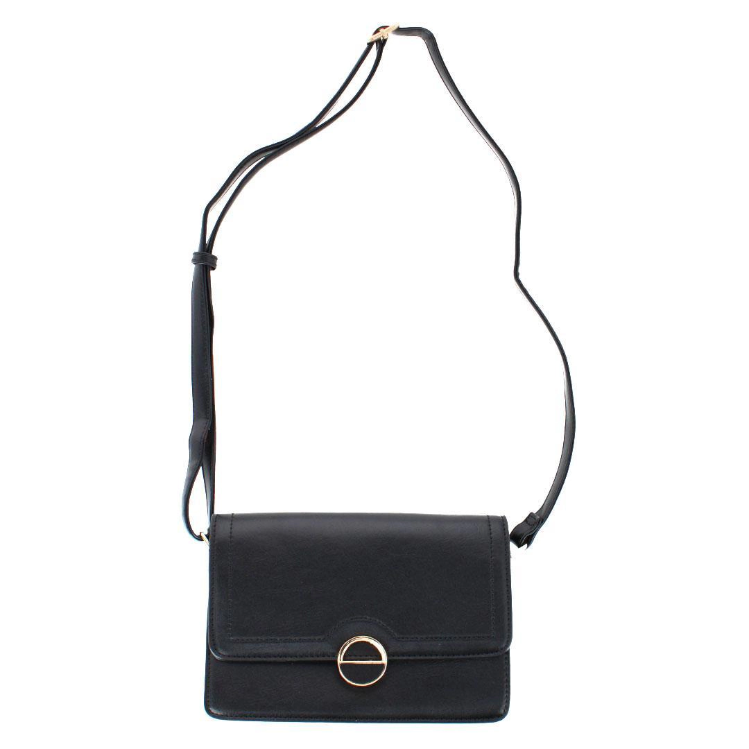 CTM Women's Synthetic Leather Adjustable Crossbody with Flap Closure