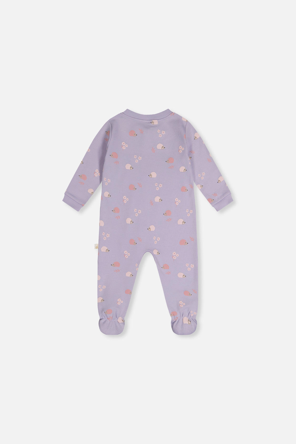 Deux par Girls Organic Cotton Hedgehog Print Front Zip Footed One Piece Pajama