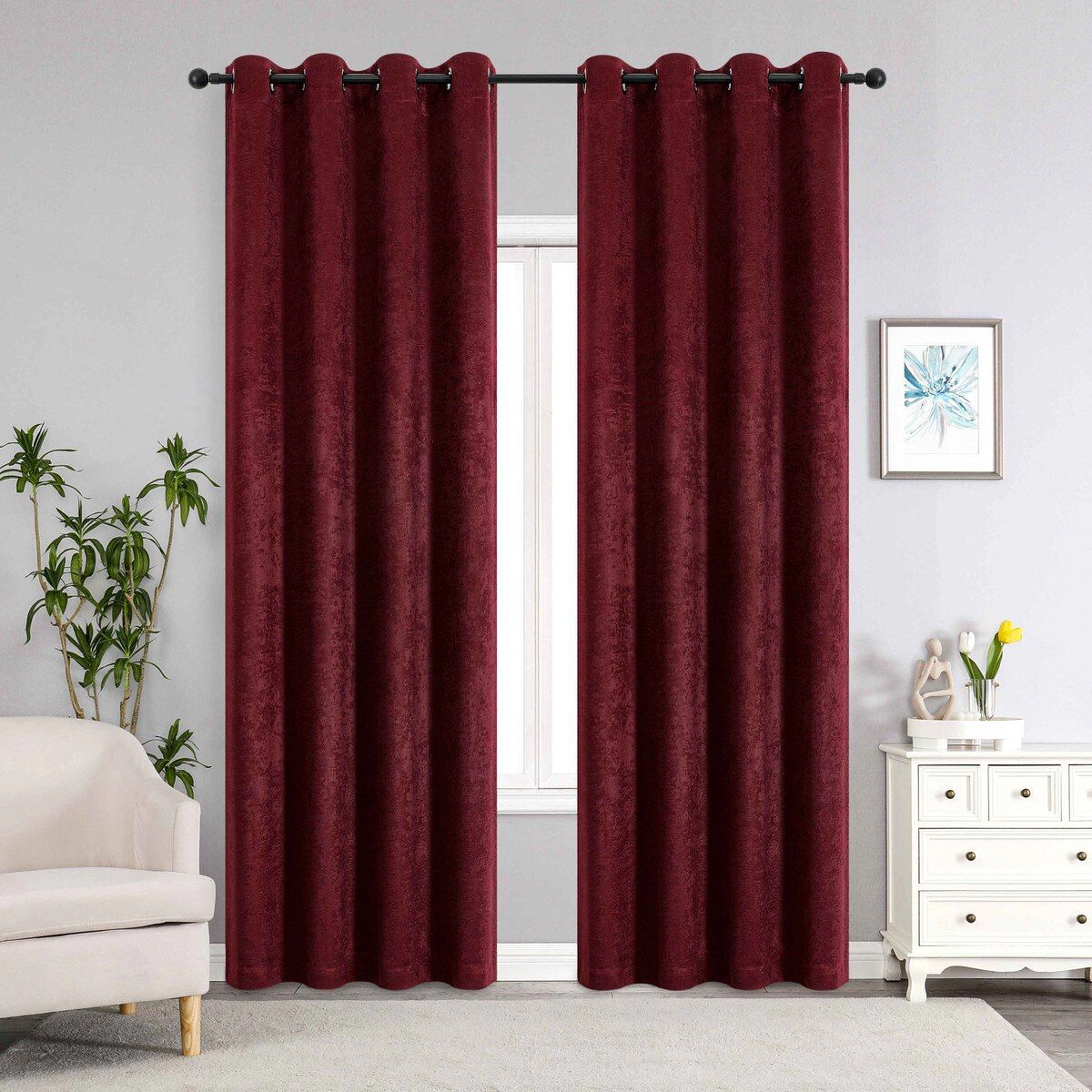Kate Aurora Costanza 2 Piece Room Darkening Grommet Top Textured Window Curtain Panels