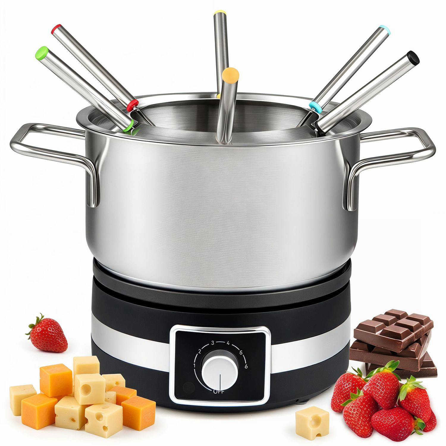 SlickBlue 1200W Electric Fondue Maker with 2.61 QT Pot & 6 Forks