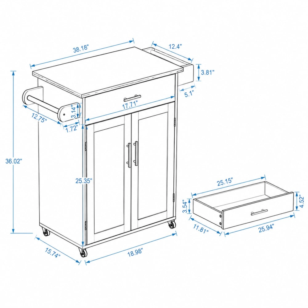 ELEMENT ACE Compact Mobile Kitchen Island Cart