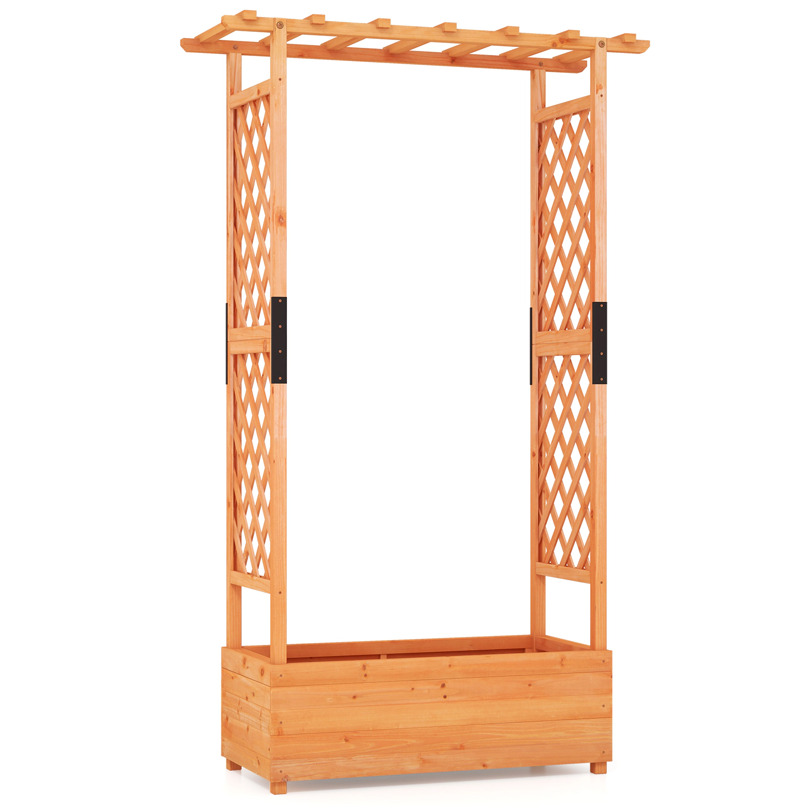 SlickBlue Wooden Raised Garden Bed with Roof Trellis Planter Box