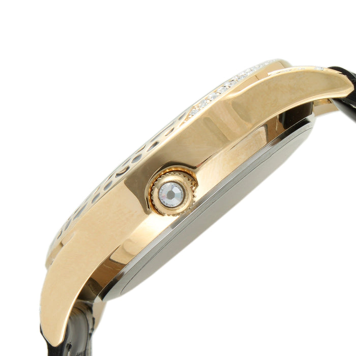 Peugeot Women's Couture Gold Watch Leopard Dial Swarovski Crystal