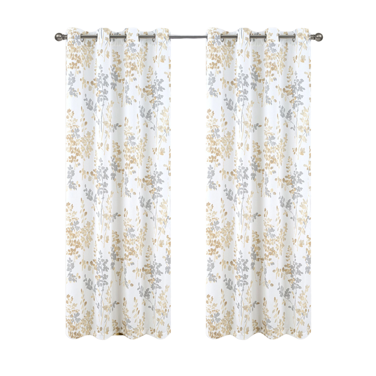 Olivia Gray 100% Polyester 140 GSM Aiden Printed Textured Grommet Curtain Panel 54" x 84" Taupe