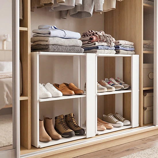 SlickBlue Unisex 3 Tier Stackable Shoe Rack with Storage Shelf