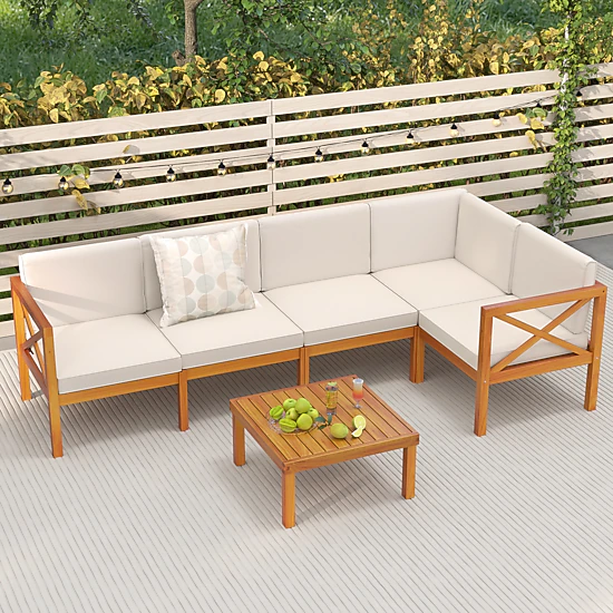 SUGIFT 8-Piece Gray PE Rattan Patio Sectional Set with Storage Box and Glass Table