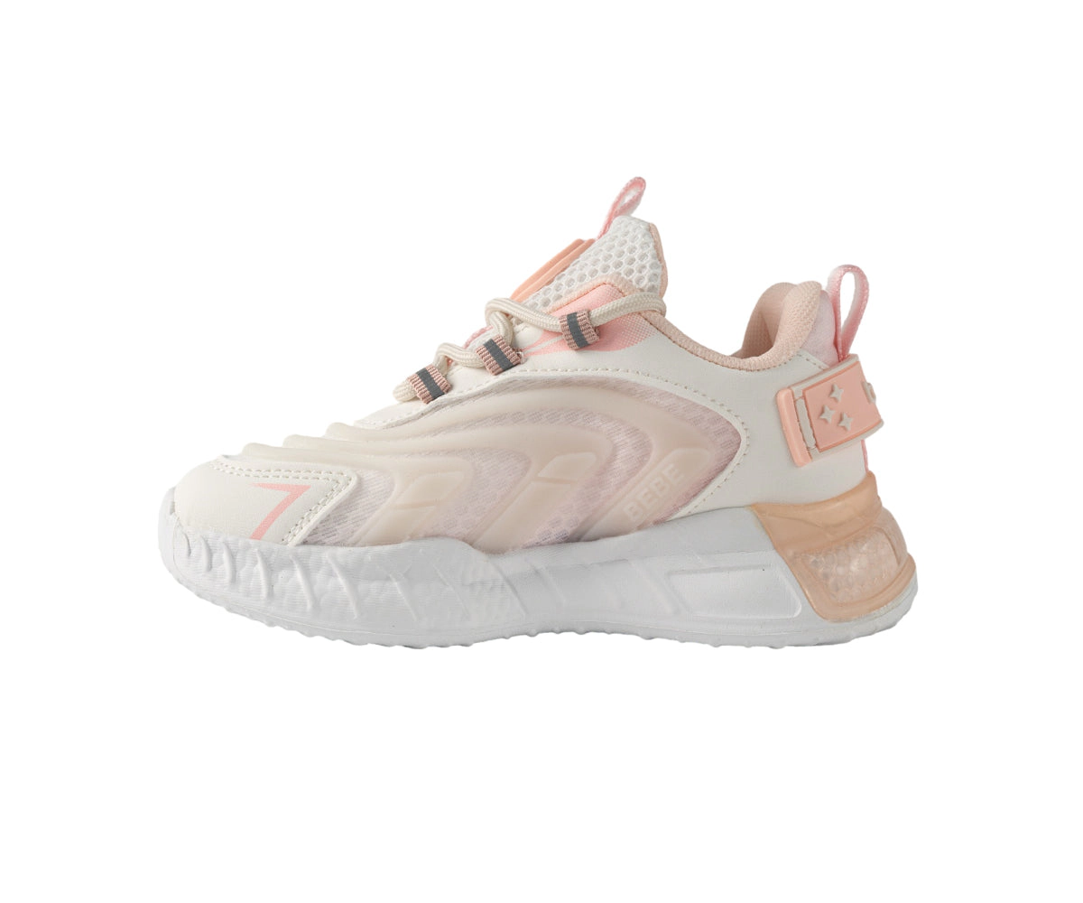 Bebe Girl's Jogger Sneaker with Rubber Medallion