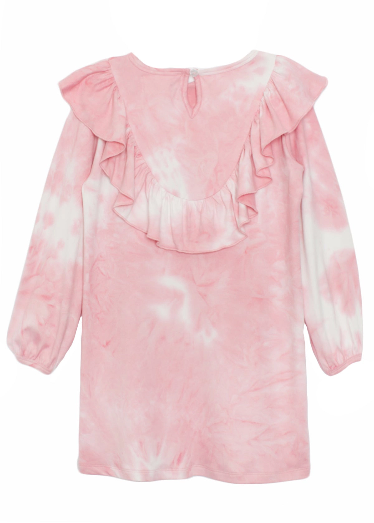 Mabel and Honey Girls Long Sleeve Pink Knit Tie-Dye Dress