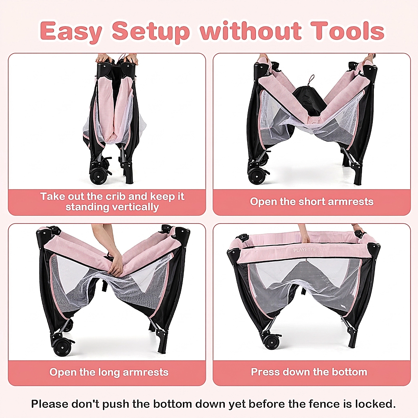 SUGIFT 3-in-1 Multi-Functional Baby Playpen with Removable Changing Table Bassinet and Metal Frame