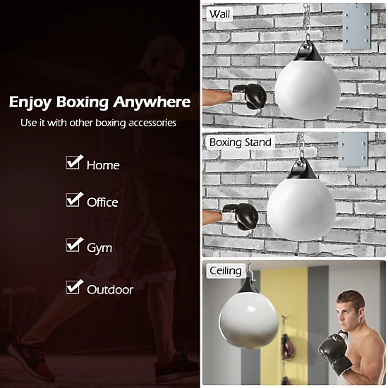 SUGIFT Adult Water Punching Bag with 39-in Hanging Chain 18-in Dia 23-in H White