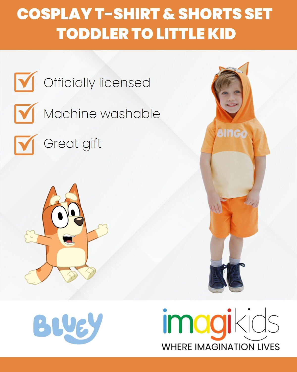 Bluey Cosplay Hooded T-Shirt and Shorts Set