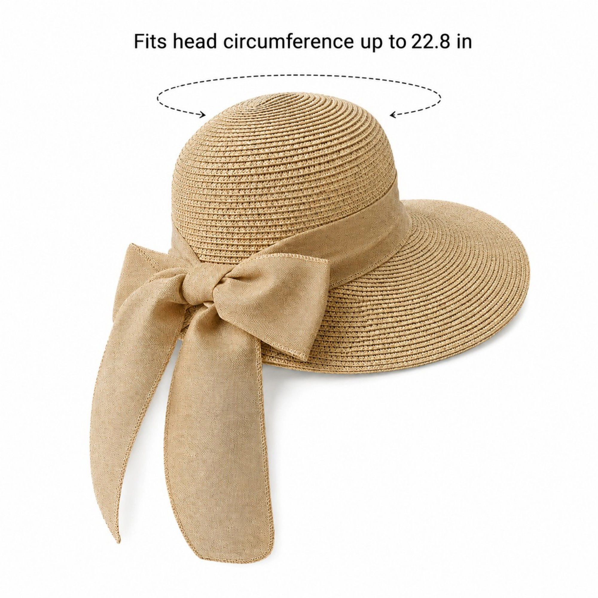 Anna-Kaci Women's Summer Sun Hat for Women - Wide Brim Straw Hat with Elegant Bow Detail