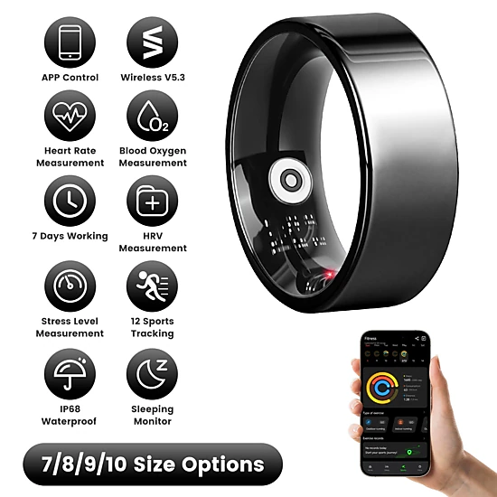 IMounTEK Unisex Titanium Steel Smart Ring Health Tracker