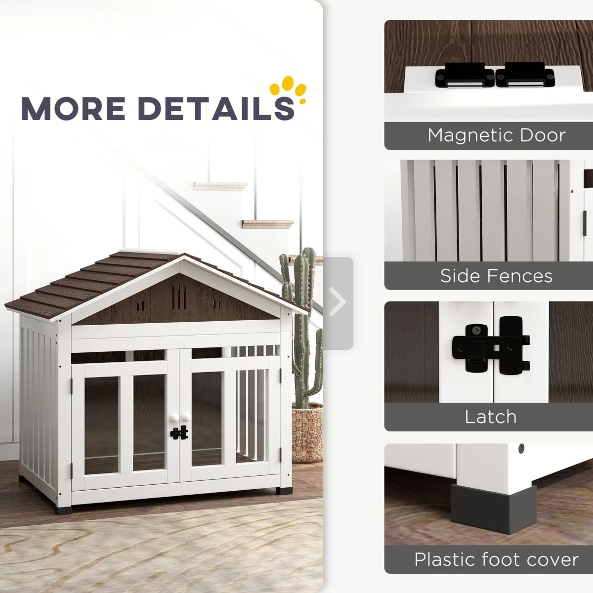 212 Main D02-206V00DR 40 in. PawHut Wooden Dog House for Small-Medium-Large Dogs, Air Vents & Removable Floor, Brown