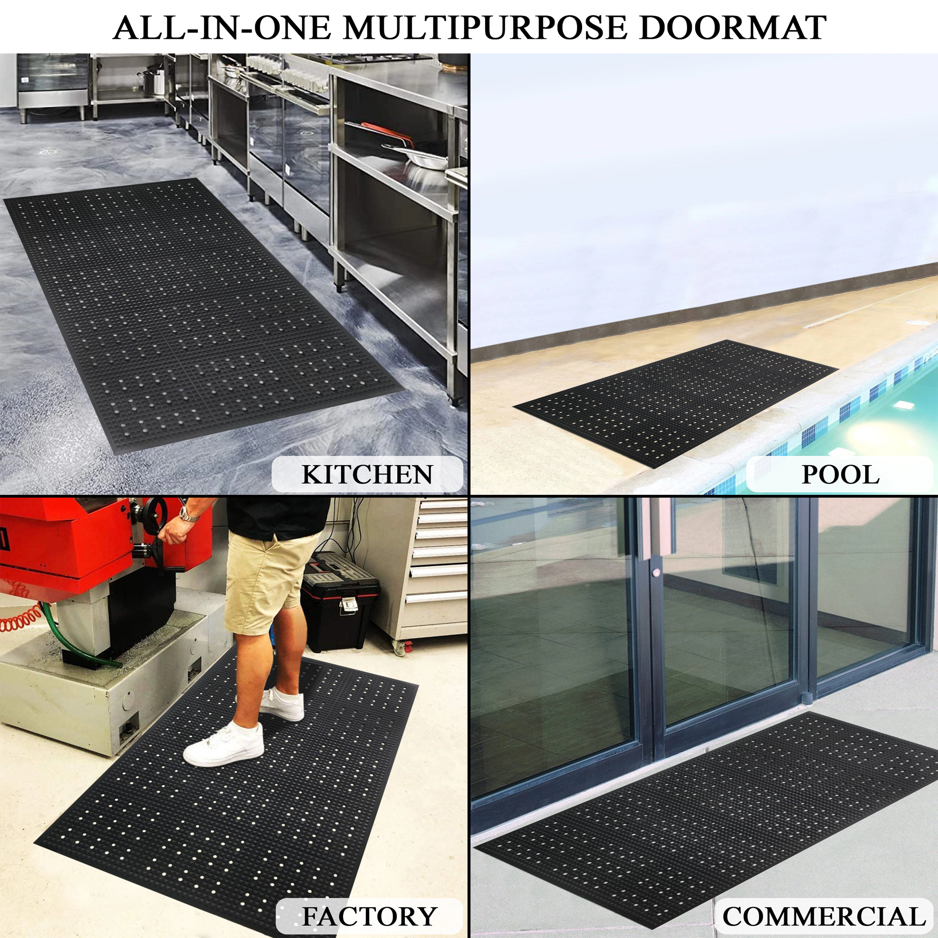 A1 Home Collections Anti-Fatigue Rubber Floor Mat, Heavy Duty Non-Slip Grease-Resistant Mat, 36 x 60 Inch