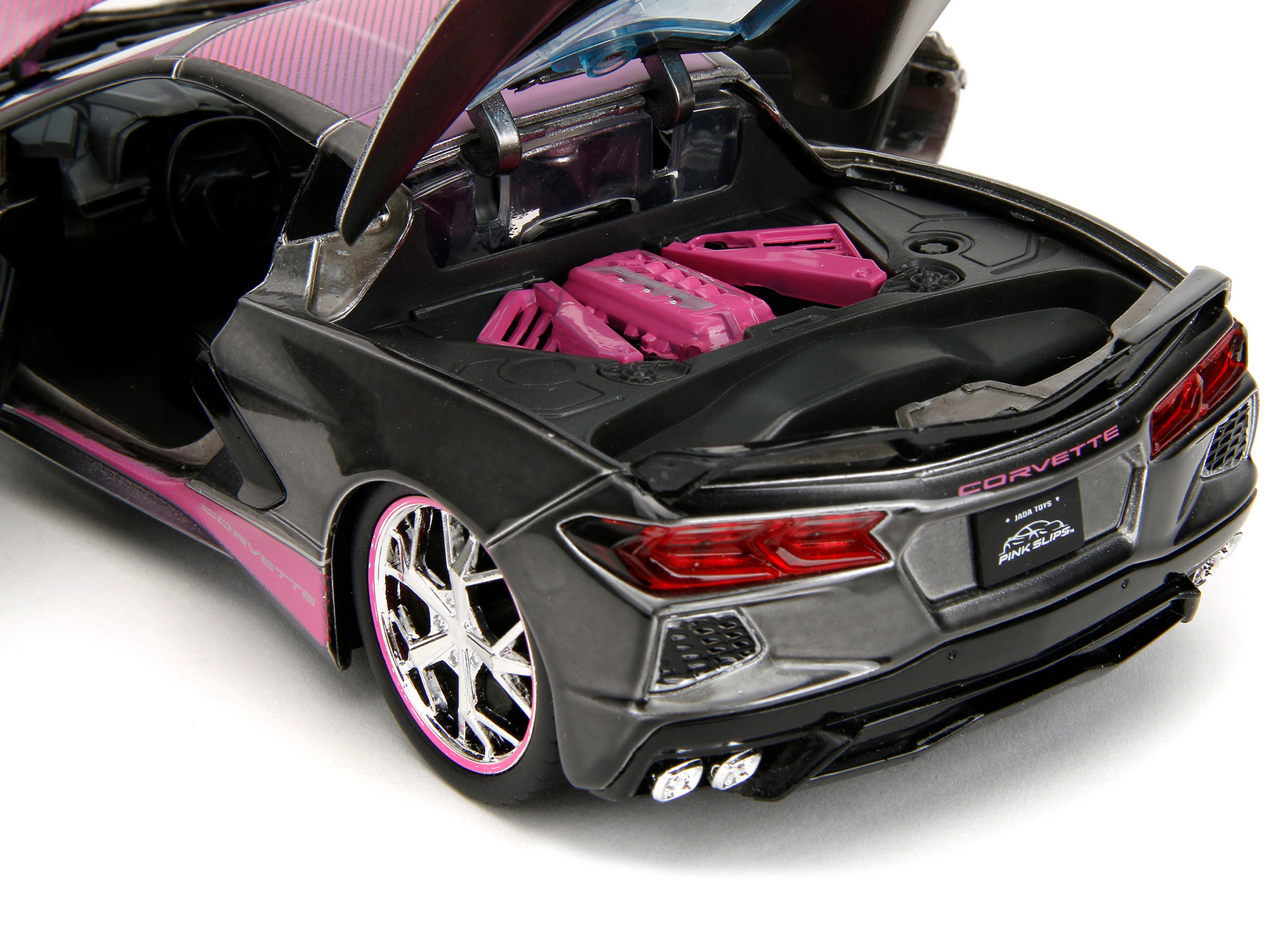 Jada 2020 Chevrolet Corvette Stingray Gray Metallic with Pink Carbon Hood and Top "Pink Slips" Series 1/24