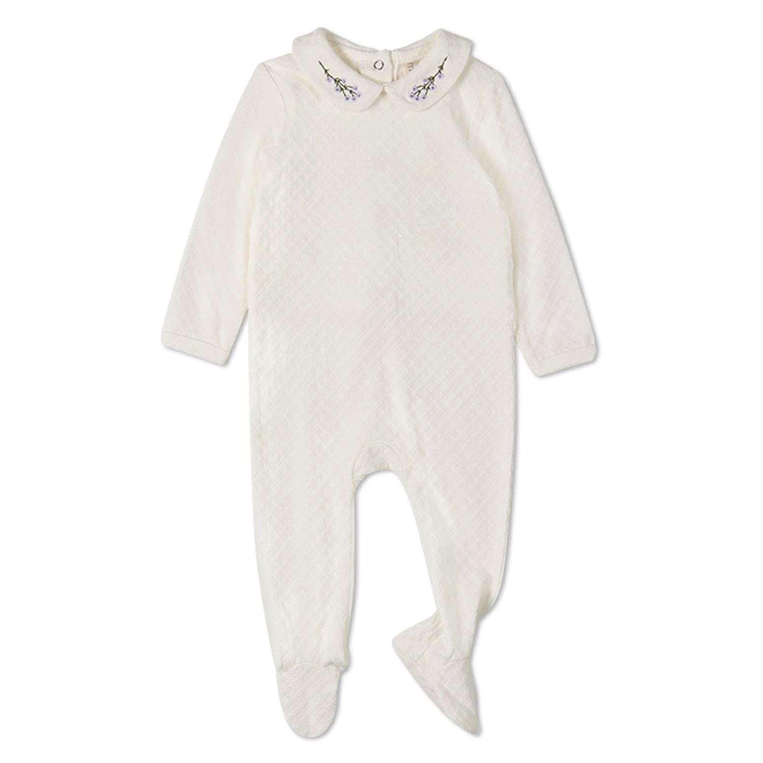 MeMoi Baby Girls "Lilacs Are The Sweetest Bloom" Embroidered Footie