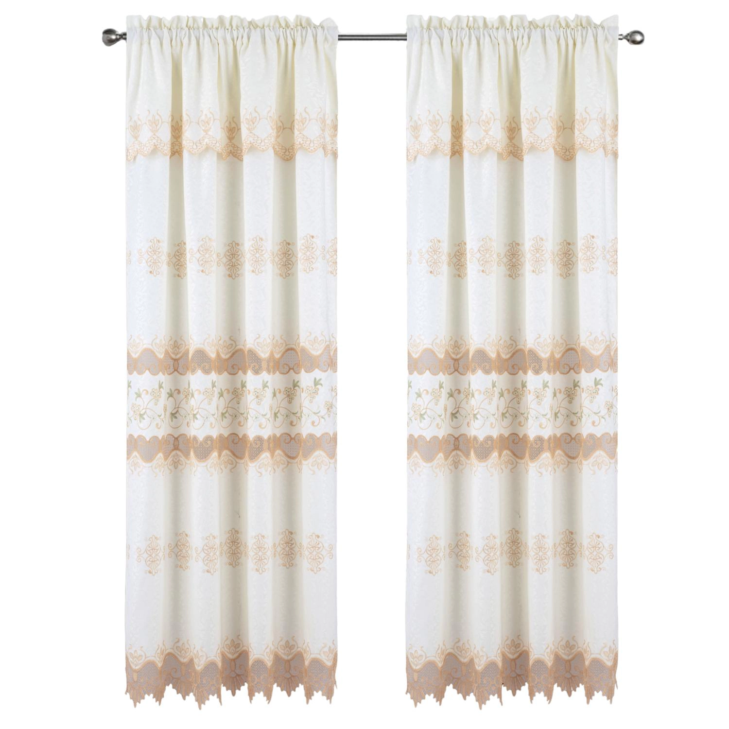 RT Designer Collection Alice Macrame Luxurious Decorative Rod Pocket Curtain Panel 54" x 84" Beige