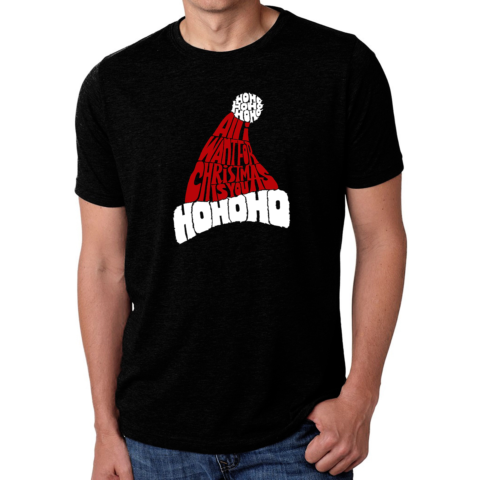 LA Pop Art Men’s Cotton/Poly Word T-Shirt - "All I Want For Christmas Is You"