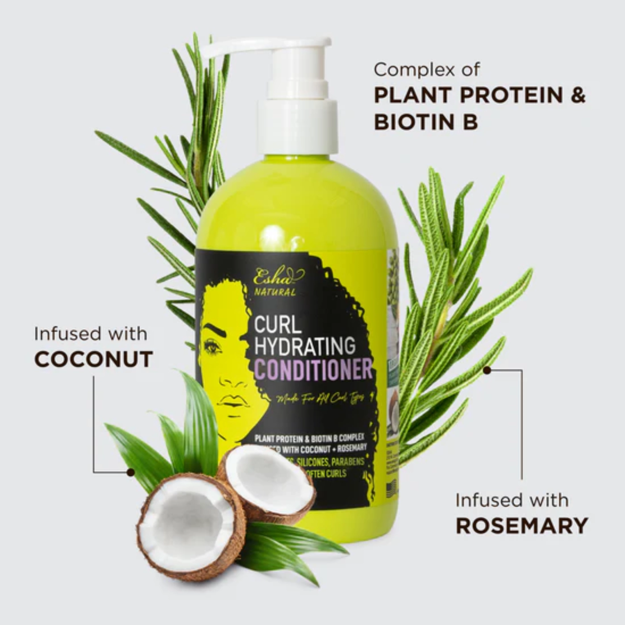 Esha Unisex Coconut, Plant Protein & Biotin Conditioner for Curly Hair Natural Curl Hydrating Conditioner