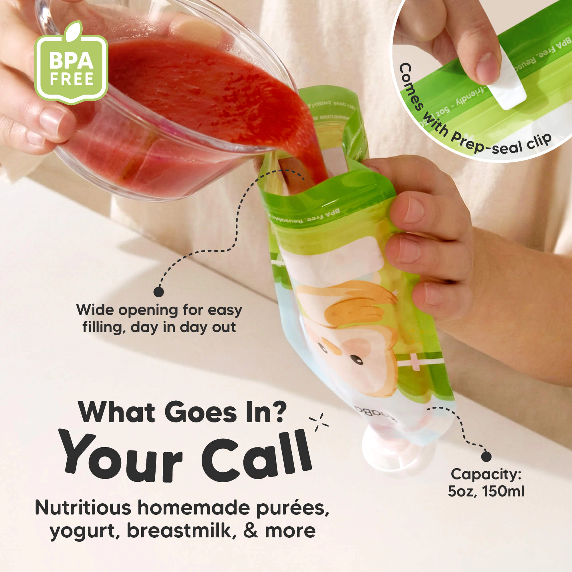 KeaBabies 12-Pack Prep Reusable Food Pouches for Toddler, Kids, Baby Boys, Girls