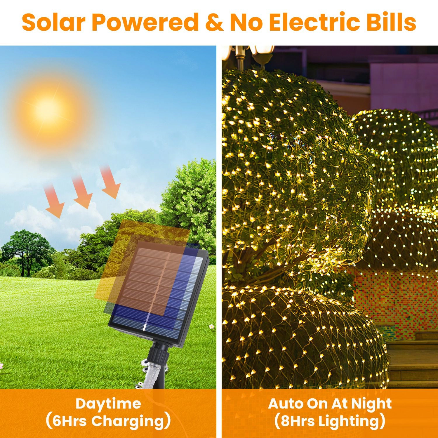 GBruno Solar 192LED Net Lights With Remote Timer