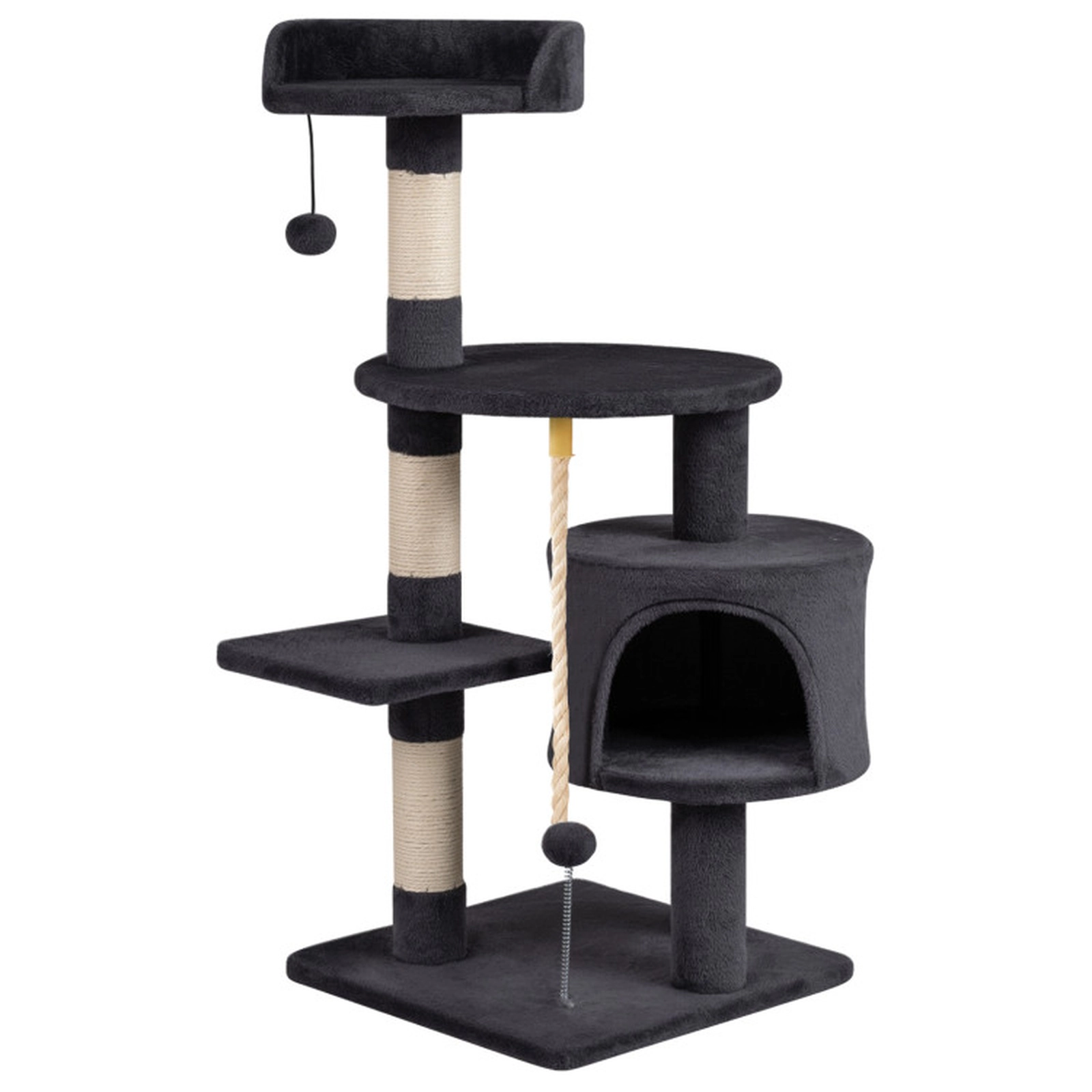 SUGIFT 36-in Tall Kitten Tower Cat Tree with Condo, Plush Perch and Scratching Posts 22-lb Capacity Dark Gray